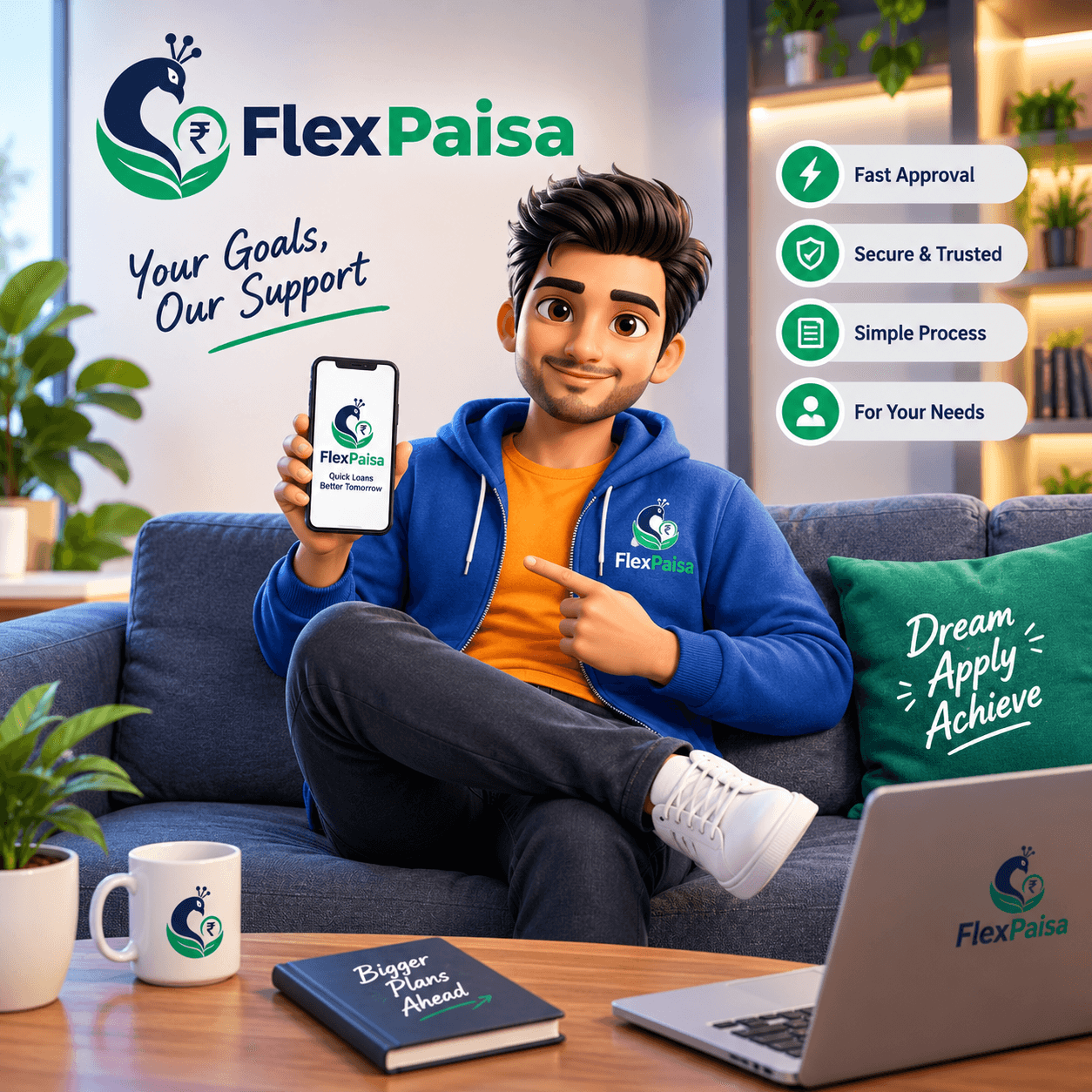 FlexPaisa 3D Mascot Lounge